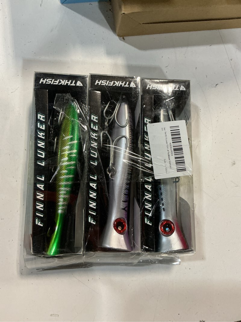 Condition photo showing New/Like New for thkfish topwater saltwater fishing lures gt popper with 3x strong hook, surf fishing 1pc / 3pcs 3pcs 3colors (bluelaser+purplelaser + greenlaser)