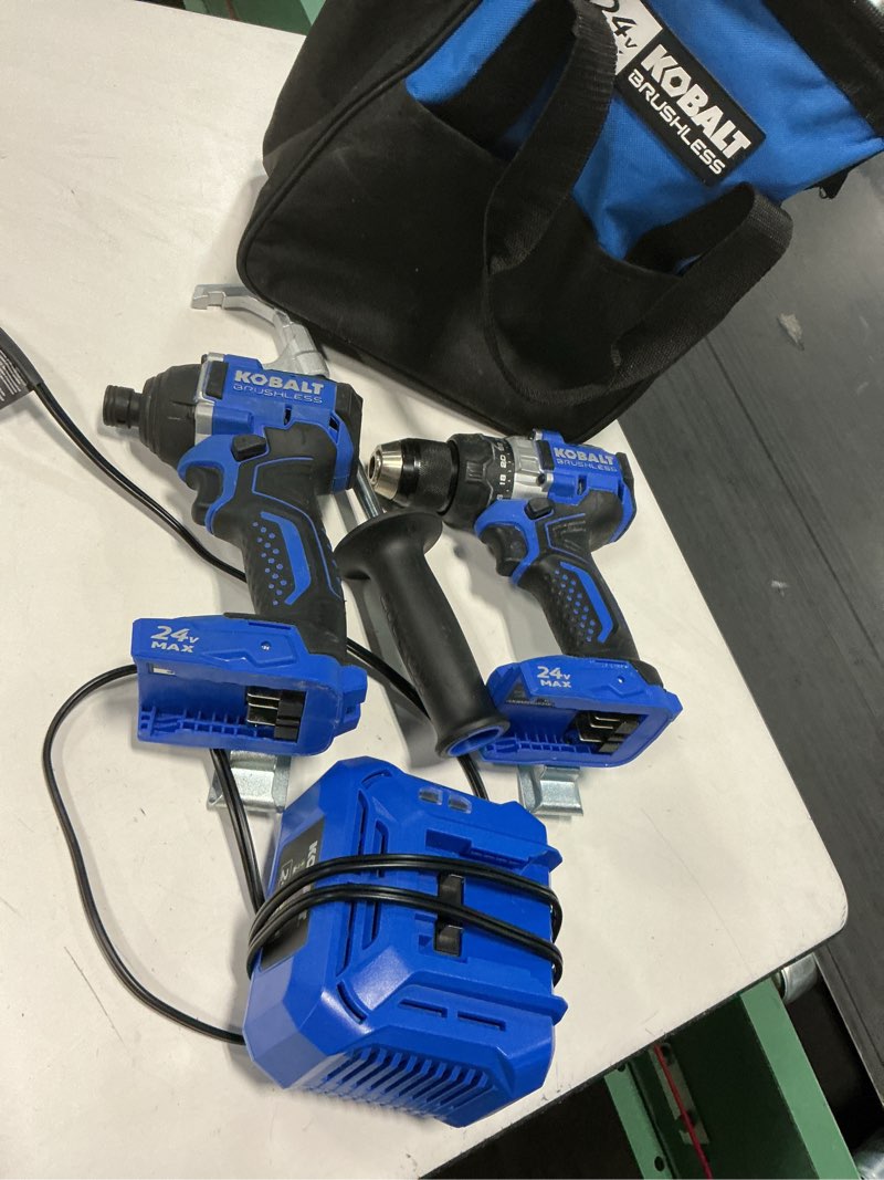 Condition photo showing As Is for kobalt 24v max brushless 2 tool combo kit #0672827