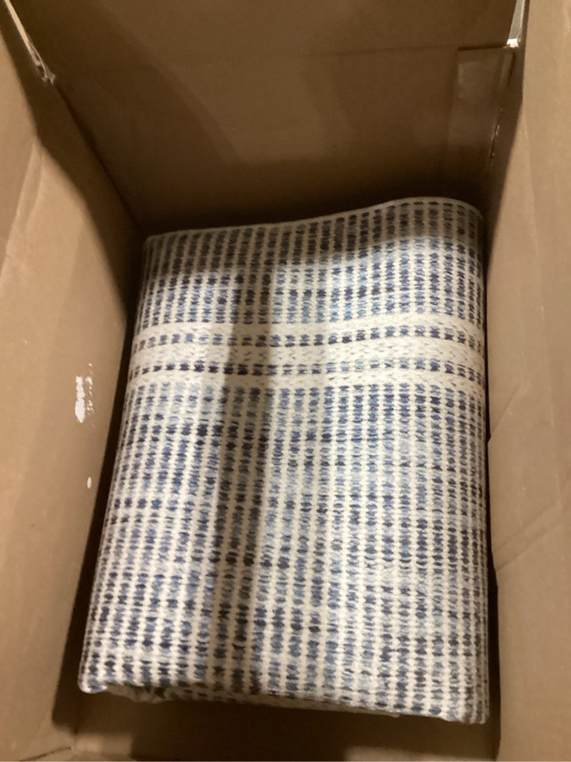 Dash and Albert Malta Blue Machine Washable Area Rug - 3' x 5' Blue Stripe Washable Accent Rug - Dur