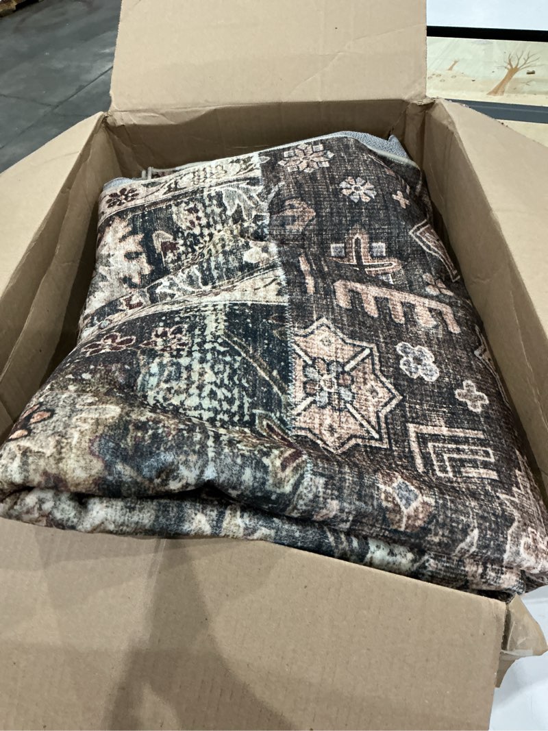 Condition photo showing Good Condition for similar))))garveehome 9x12 washable vintage living room area rug: vintage machine washable area rug for living room indoor large non-slip bedroom carpet low pile stain resistant dining room carpet blue&brown