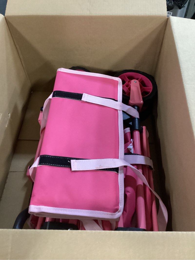 Condition photo showing Good Condition for Sekey Pink Collapsible Foldable Wagon with 330lbs Weight Capacity, Heavy Duty Folding Wagon Cart with Big All-Terrain Wheels & Drink Holders. Pink