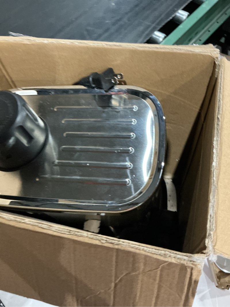 Condition photo showing As Is for 6 bar espresso machine, 800w compact coffee maker with stainless steel cup warmer, steam milk frother, automatic pressure relief, cappuccino & latte maker, black, for home and office