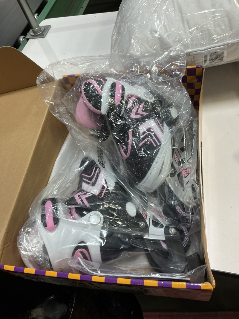 Condition photo showing Good Condition for ((Size S))Nattork Adjustable Inline Skates for Girls and Boys with Full Light up Wheels, Beginner Roller Skates for Kids Youth Purple Pink Blue Black A-Black Medium-Big Kid (1-4 US)