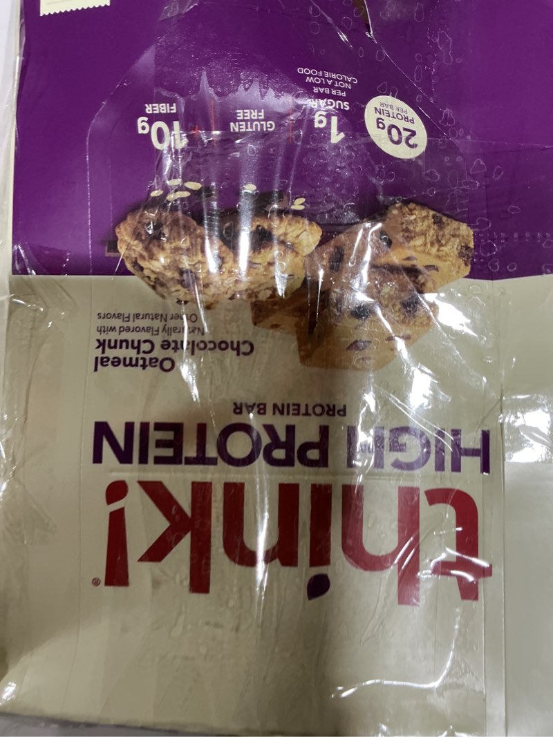 Condition photo showing Good Condition for think! Protein Bars, High Protein Snacks, Gluten Free, High Fiber, Oatmeal Chocolate Chunk, 10 Count Oatmeal Chocolate Chunk 10 Count (Pack of 1)