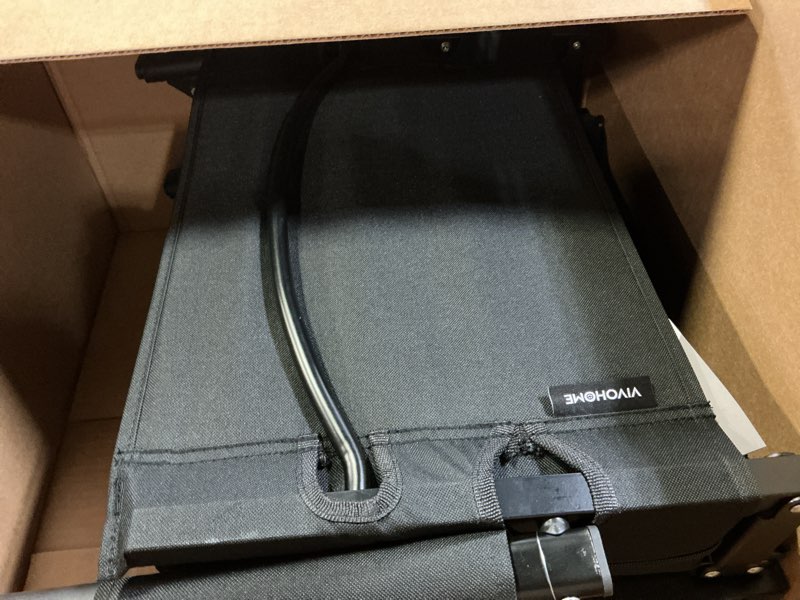 Condition photo showing As Is for vivohome stadium seats with back support and cushion, 2 pack portable bleacher chairs with cup holder and shoulder strap black
