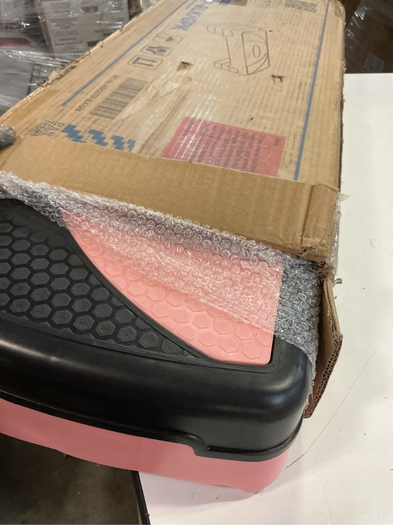 Condition photo showing Good Condition for fitvids step aerobic platform, exercise step with levels adjustable height, stackable risers, fitness training workout stepper for home gym, cardio strength pink