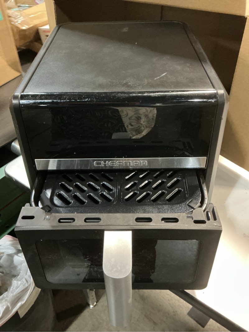 Condition photo showing As Is for Chefman Air Fryer 9 Qt | TurboFry 7-in-1 High-Powered 450°F Cooking for Crispier and Even Results | XL Basket with Viewing Window | Air Fry, Bake, Broil, Reheat, Dehydrate, Defrost, Keep Warm 9 Quart