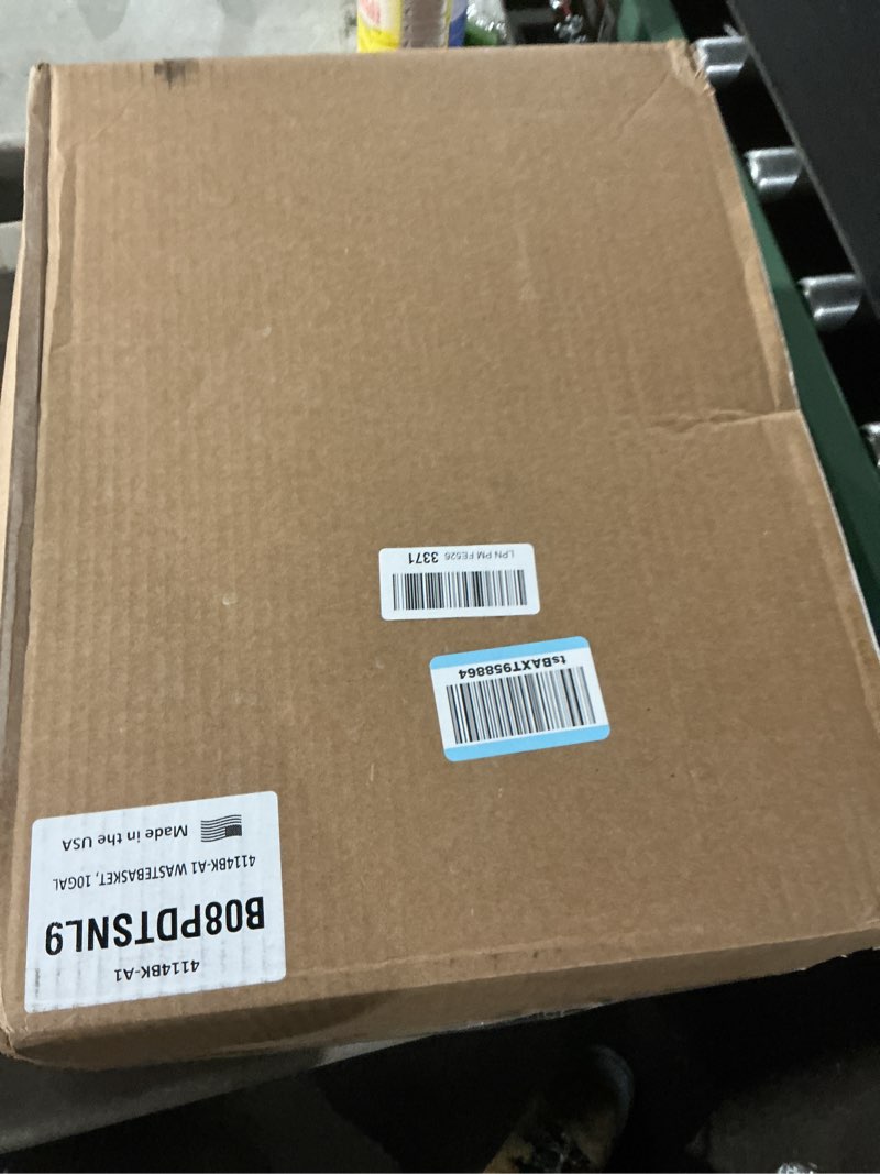 Condition photo showing Good Condition for Amazon Basics Rectangular Commercial Office Wastebasket, Easy to Clean, Space-Saving, 10 Gallon, Black Black 10 Gallon (Pack of 1)