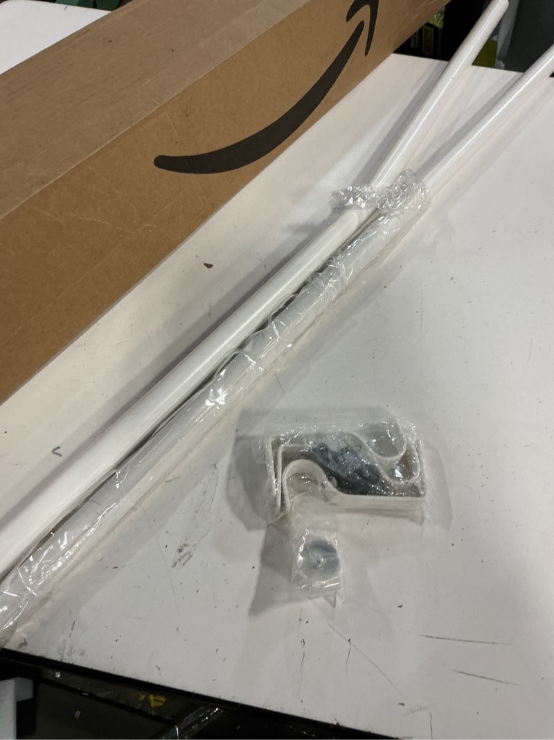 Condition photo showing As Is for NICETOWN Standard Decorative White Curtain Rod 1 inch Diameter with Classic End Cap/Cylinder Finials Style for Windows 66 to 144, Adjustable Length from 72 to 144-Inch, Sold by Single 72" to 144" White