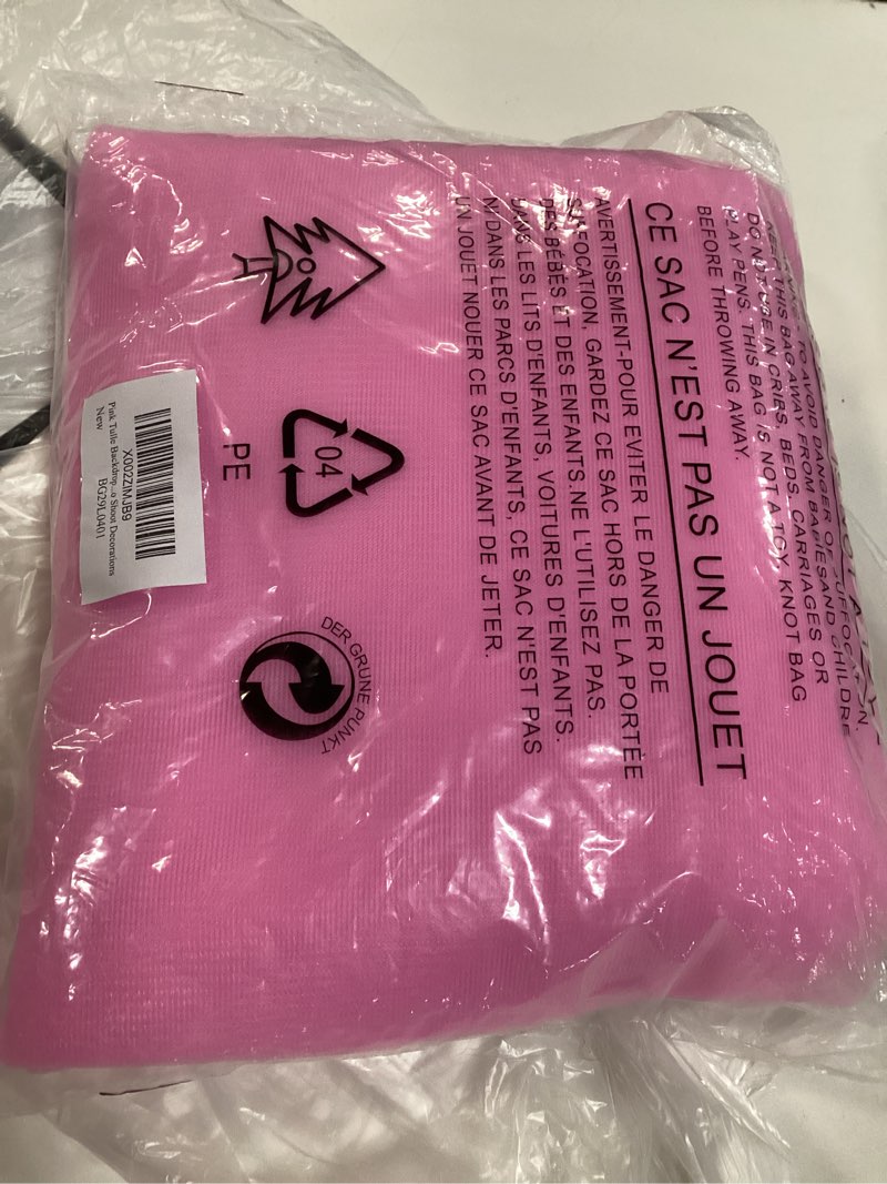 Condition photo showing New/Like New for pink tulle backdrop curtains with lights string for parites 10ft×8ft wrinkle free pink sheer sparkle backdrop curtains for baby shower girls bridal shower birthday party photo shoot decorations 10 ft x 8 ft(2 panels 5ft x 8ft) pink