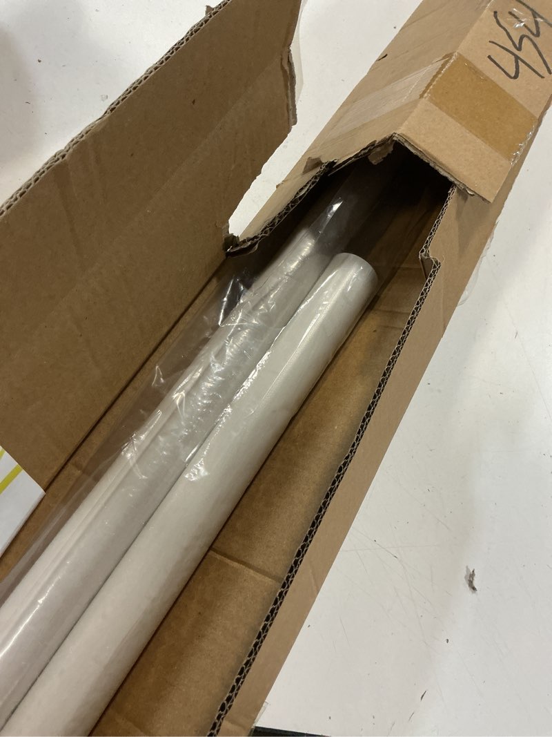 Condition photo showing As Is for tension curtain rod 51-86 inch, curtain rod no drilling for window or bathroom closet, outdoor curtain rods for patio tension rod, easy to install, never rust, rod diameter 1.26 inches - white white 51''-86''