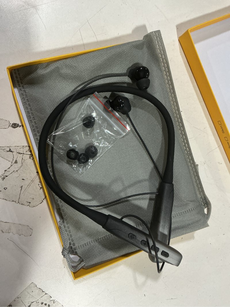 Condition photo showing New/Like New for Neckband Bluetooth Headphones, 1000H Extra Battery Life with Display Magnetic Earphones,Wireless Stereo Earbuds with Microphone, Waterproof in-Ear Headset for Sports/Workout/Office (Silver) Dark Silver