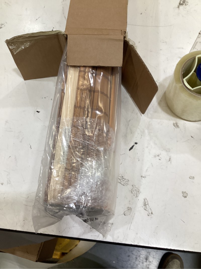 Condition photo showing Good Condition for lazblinds no-drill cordless roman shade - light filtering natural wood, easy install bamboo blind for windows 20" w x 64" h, malay oak malay oak 20"w x 64"h
