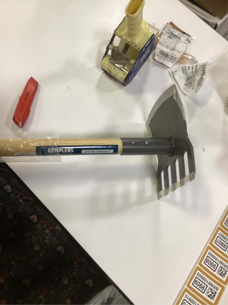 Condition photo showing Good Condition for Gemplers Steel Rake Hoe with Wood Handle, 5 Wide Tines, Multi-Purpose Tool for Gardening, Planting, and Fire Prevention, Commercial Grade