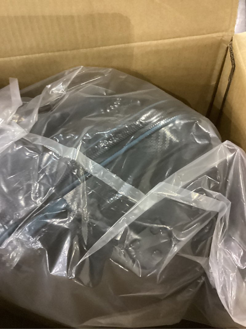 Condition photo showing New/Like New for Golf Travel Bag for Airlines with Carbon Fiber Look Hard Top, Protective Club Traveling Cover with Wheel, Golf Club Carrier Case for Airplanes, Thick Padding, Durable Zippers, 2 Spacious Side Pockets Black Carbon Fiber With Blue Piping