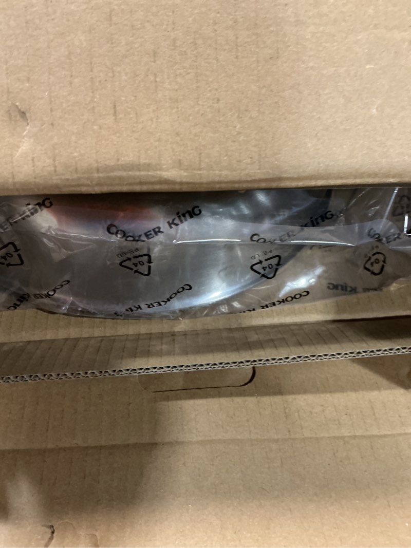 Condition photo showing New/Like New for COOKER KING 3.6 Quart Stainless Steel Saute Pan with Lid, 11 Inch Hybrid Nonstick Deep Saute Pan, Tri-Ply Clad Even Heat Distribution, Dishwasher-Friendly,Oven Safe to 500°F, Induction Compatible Stainless Steel 3.6QT