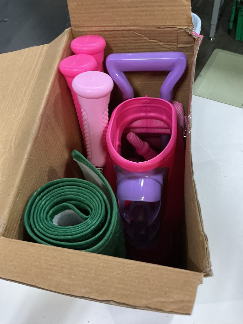 Condition photo showing Good Condition for liberry toddler golf set with putting mat for 2 3 4 years old boys girls, upgraded kids golf cart with unique shoulder strap design, indoor and outdoor golf toys gifts (pink) pink with mat