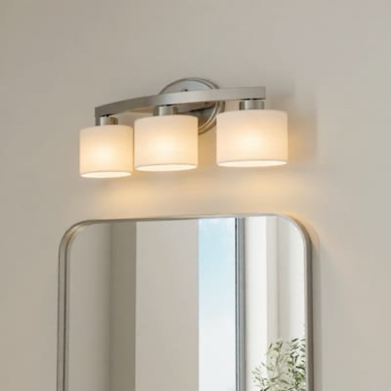  allen + roth merington 21.5-in 3 light brushed nickel transitional bathroom vanity light