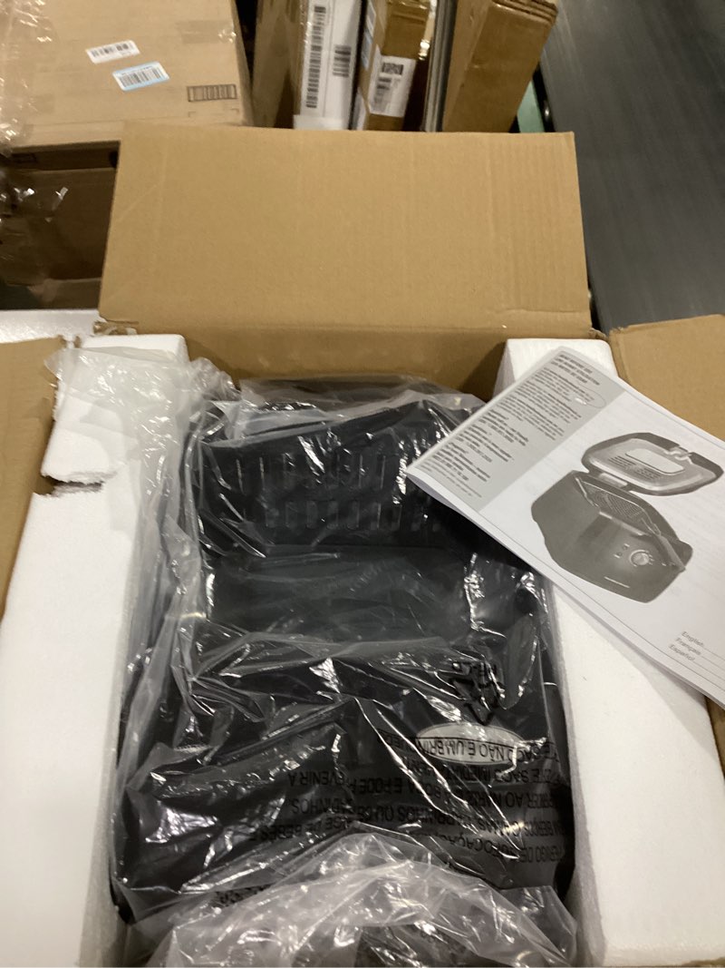 Condition photo showing New/Like New for Hamilton Beach Cool Touch Electric Deep Fryer with Basket and Lid, 2 Liters / 8 Cups Oil Capacity, Adjustable Temperature, 1500 Watts for Fast Heat-up, viewing Window Easy to Clean, Black (35021)