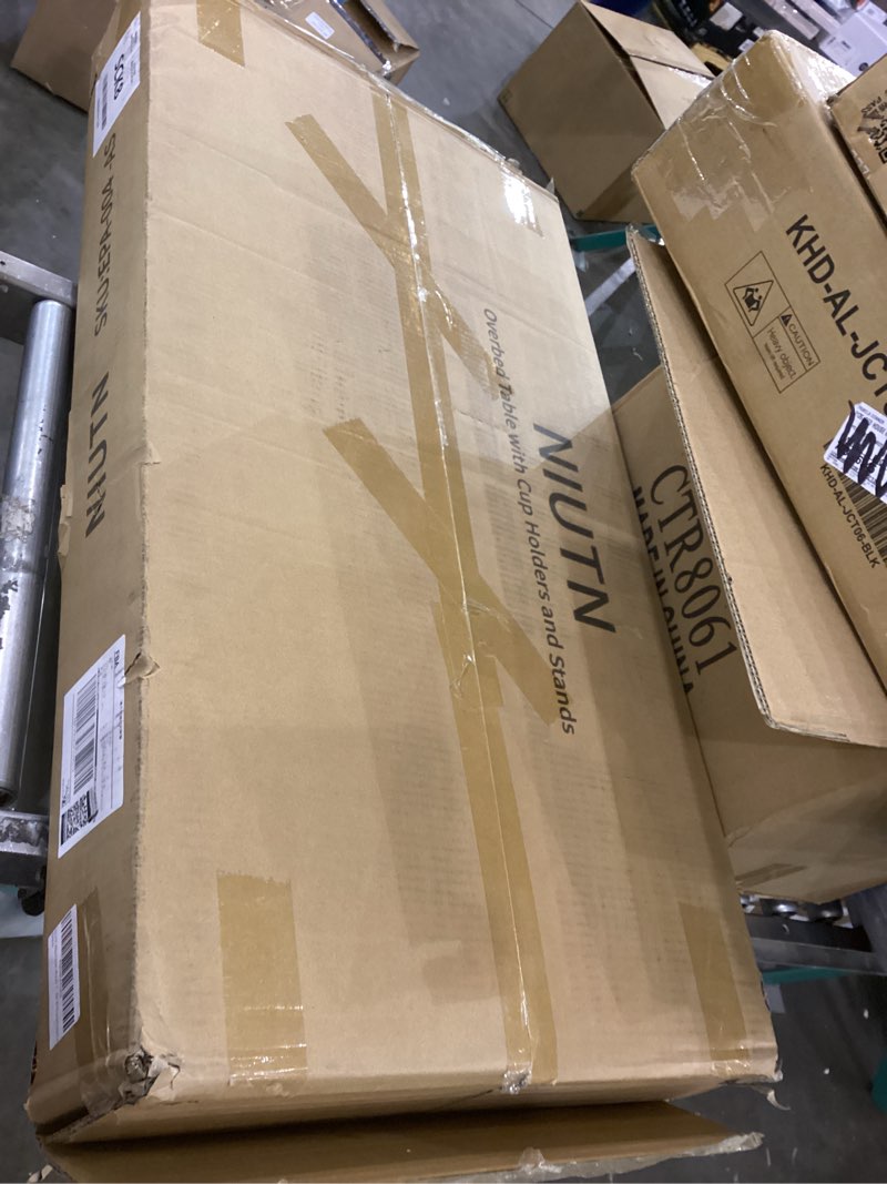 NIUTN Overbed Bedside Table with Wheels, Adjustable Hospital Bedside Desk, Rolling Laptop Table, Mob