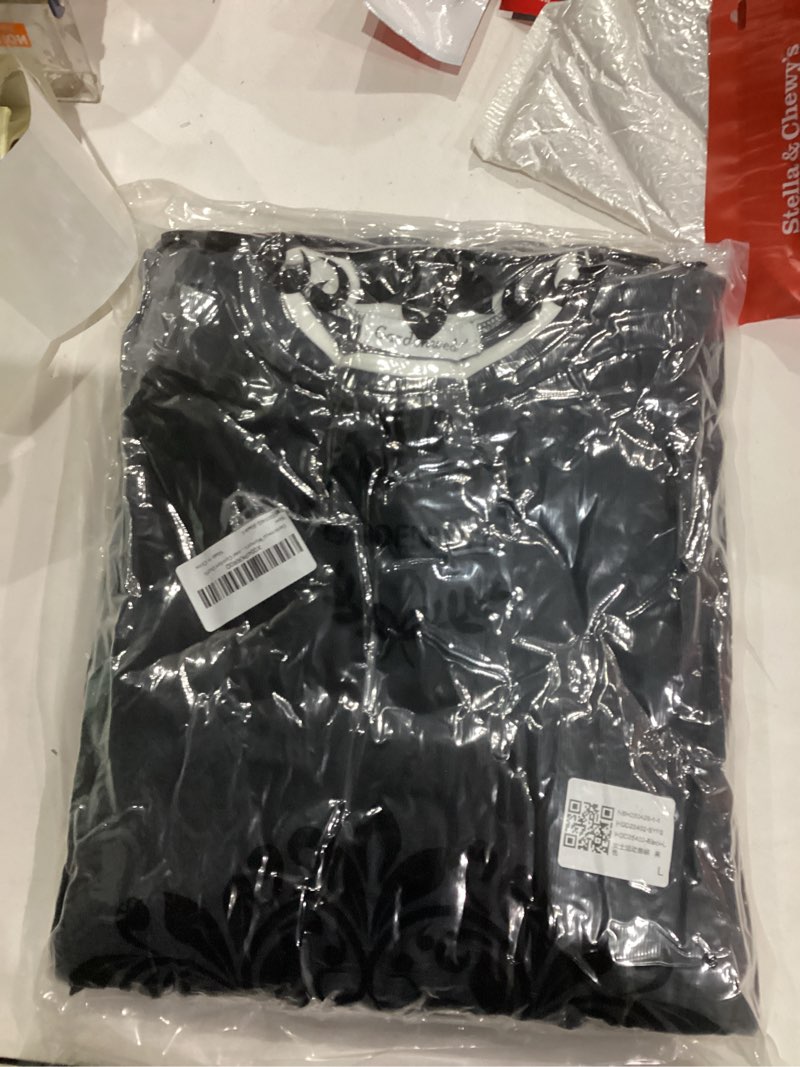 Condition photo showing New/Like New for Gargenwed Women's Two-Piece Lounge Set, Long Sleeve Top and Wide Leg Pants with Pocket Casual Comfort Outfit Black Medium