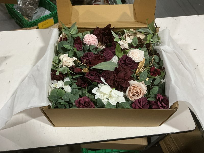 Condition photo showing Good Condition for ling's moment boutonniere for men, 2pcs groom groomsmen guest boutonniere, artificial flowers for wedding/prom/homecoming, etc.burgundy marsala red-burgundy & marsala