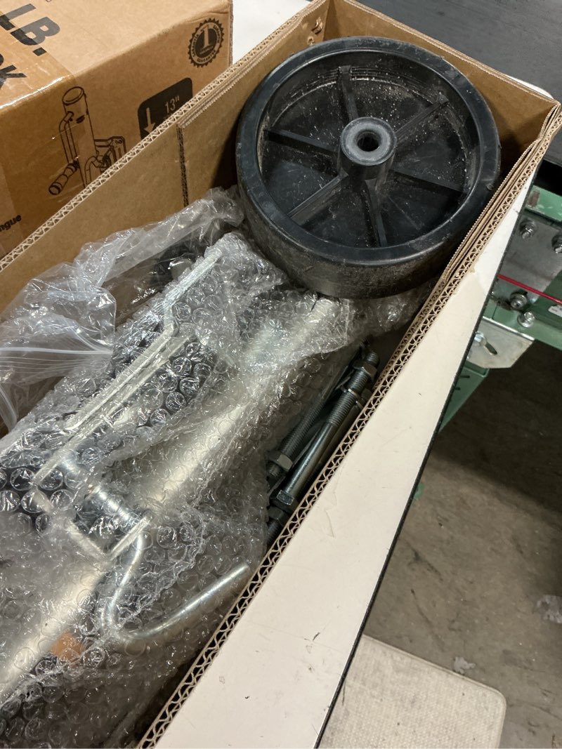 Condition photo showing As Is for torin 1000 lbs trailer jack with wheel, heavy duty swivel boat trailer jack single whee, 10" lift, bolt-on trailer tongue jack for rv boat atr39001b, silver single wheel trailer jack 1,000 lbs