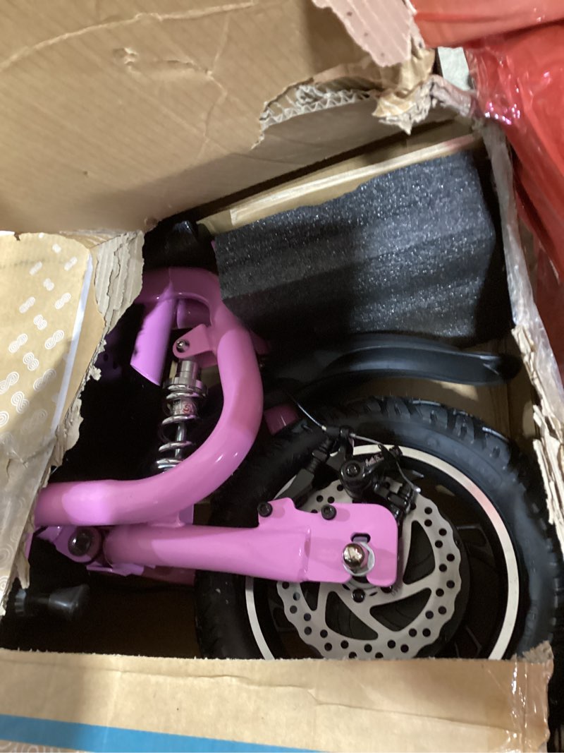 Condition photo showing As Is for urbanmax new electric scooter for adults with seat c1pro, 18.6mph & 25 miles range, 12" pneumatic tires, dual shock absorbers, dual brakes, removable basket, ul2272 certified – pink
