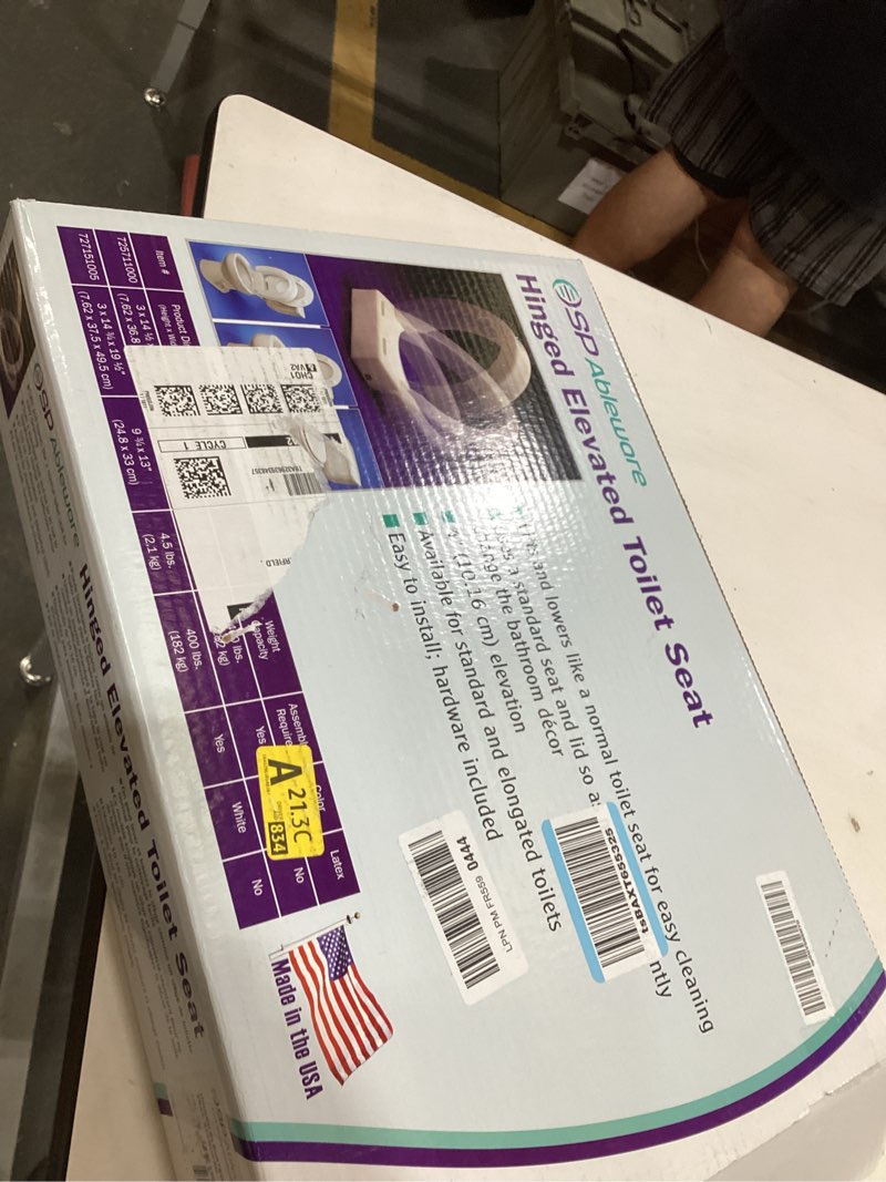 Condition photo showing New/Like New for maddak inc. maddak hinged elevated toilet seat, standard (725711000), white