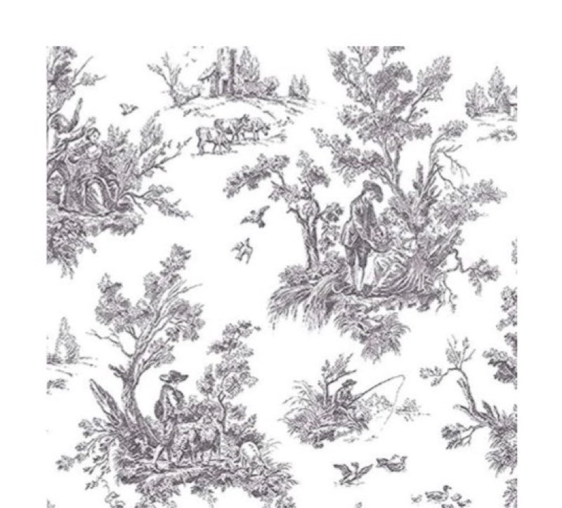 manhattan comfort nwab42413 westport series vinyl irish countryside toile design large wallpaper roll, 20.5" w x 32.7'l, black/white