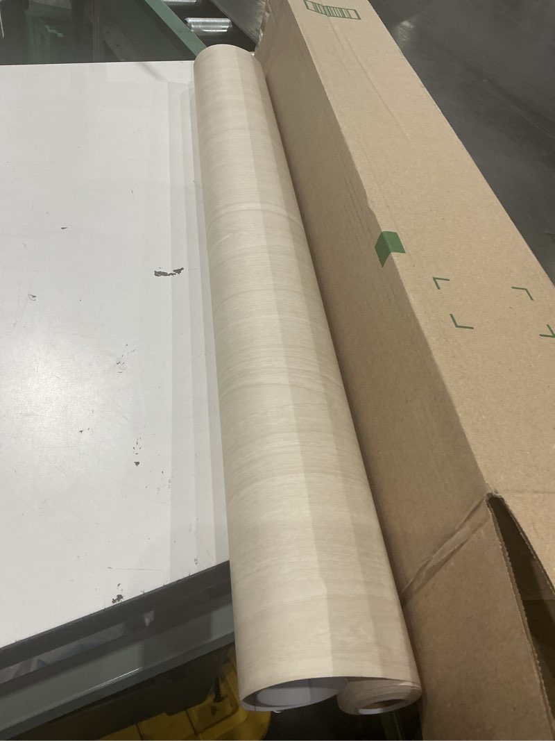 Condition photo showing Good Condition for white wood grain peel and stick wallpaper contact paper 16"×354" light wood texture self adhesive off white waterproof vinyl for countertops kitchen backsplash drawer desk liner