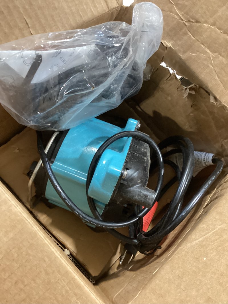 Condition photo showing Good Condition for little giant 6-cia-rfs 115 volt, 1/3 hp, 2760 gph cast iron submersible sump pump with piggyback mechanical float switch, 10-ft. cord, blue, 506171 cast iron, 115v, 10' cord, piggyback float pump