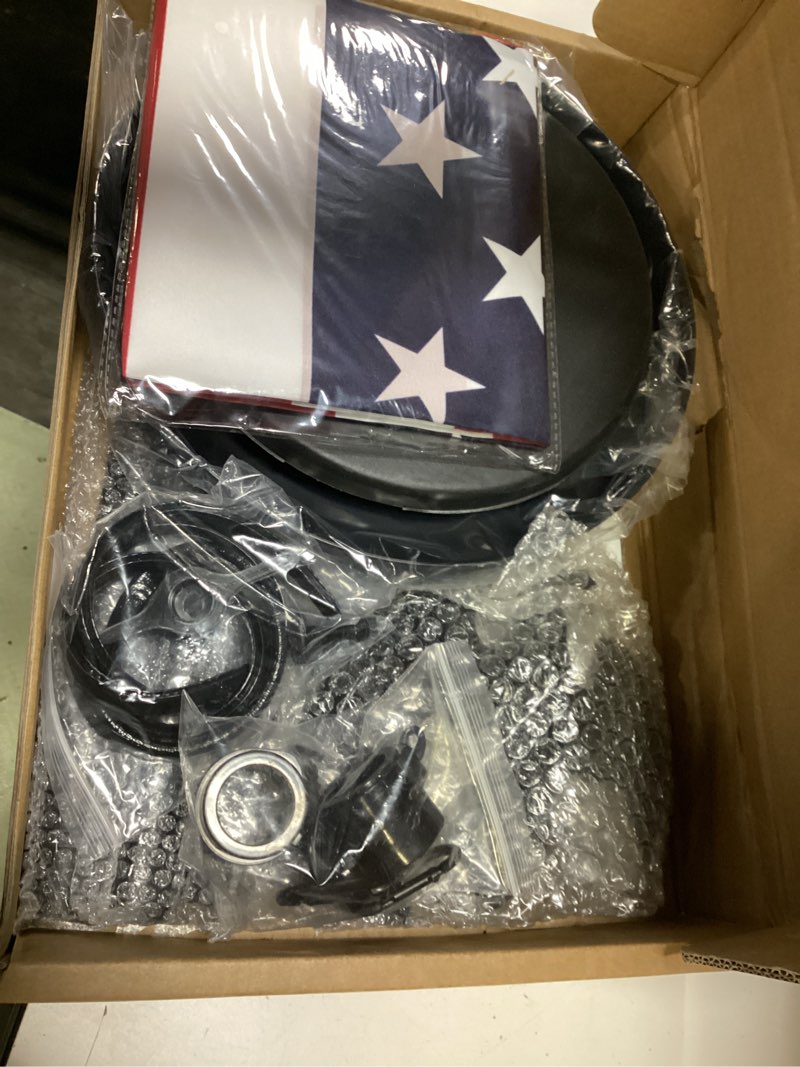 Condition photo showing Good Condition for 8 ft indoor flag pole and stand, heavy duty indoor flag pole kit with weighted & thickened base, eagle topper, 3x5 ft american flag, adjustable presidential indoor flagpole for office school city hall 8ft 1pack black