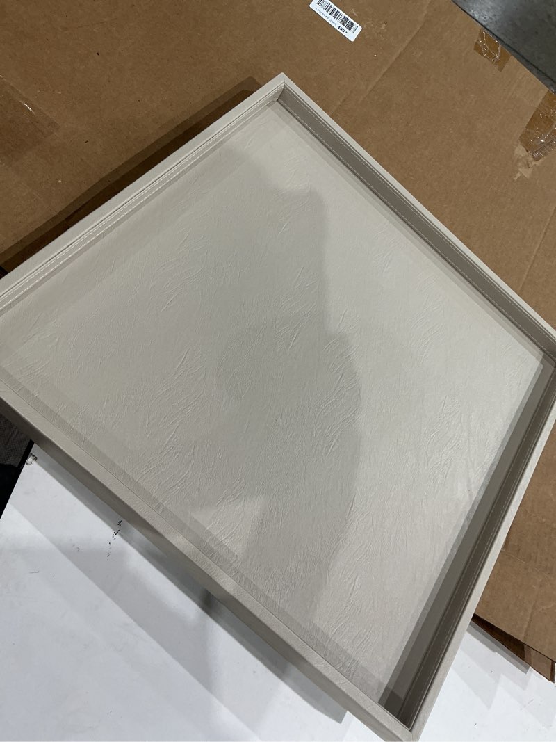 Condition photo showing Good Condition for 20 x 20 inches luxury leather square oversized service tray, ottoman & coffee tray for family dinner, out-of-house picnic & party (beige) 20 inch beige
