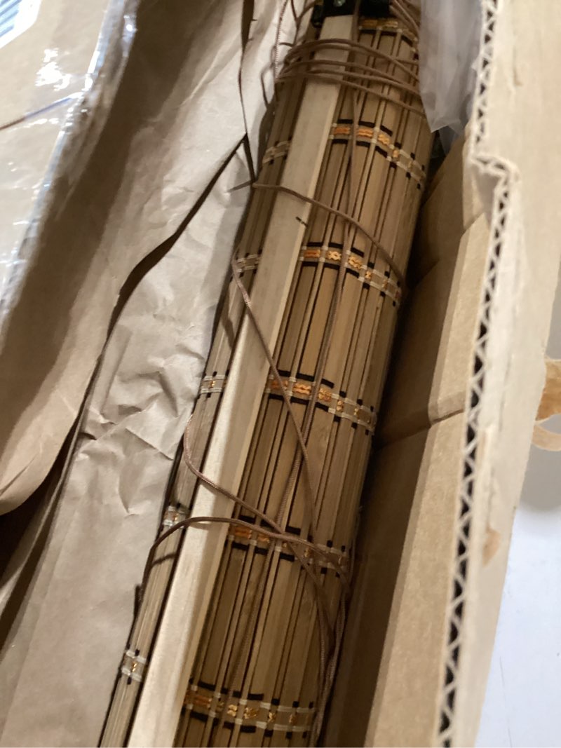 Condition photo showing Good Condition for bamboo blinds for interior windows, custom bamboo shades for indoor windows, roller shades for indoor window and outdoor patio, decks, porches, backyards f 36"w x 72"h