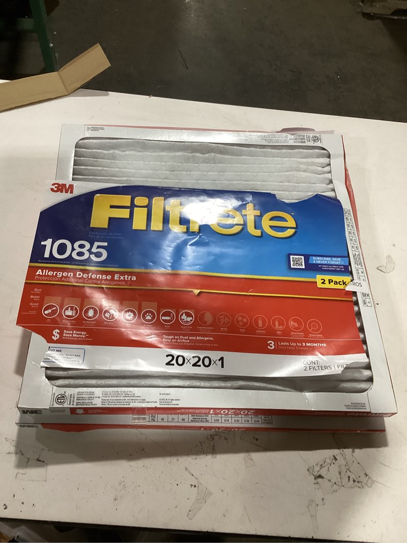 filtrete 20 x 20 x 1 merv 11 1085 mpr allergen defense extra electrostatic pleated air filter 2 -