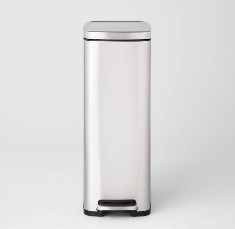 45L Slim Step Trash Can - Brightroom™: Stainless Steel Kitchen Garbage Can, Indoor, Smooth Finish, Silver, 11.8 Gallon Capacity