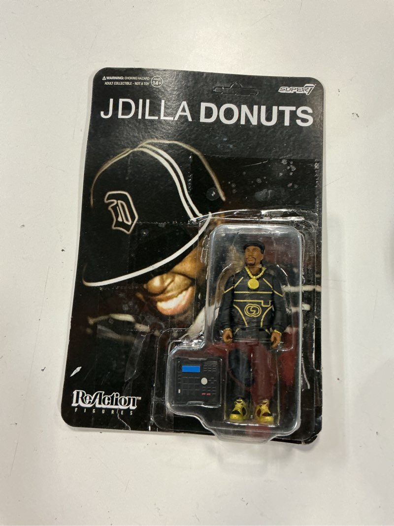 Condition photo showing New/Like New for super7 j dilla donuts album cover - 3.75" j dilla action figure with accessories hip hop collectibles and retro toys 3.75-inch czarface (impostarr)