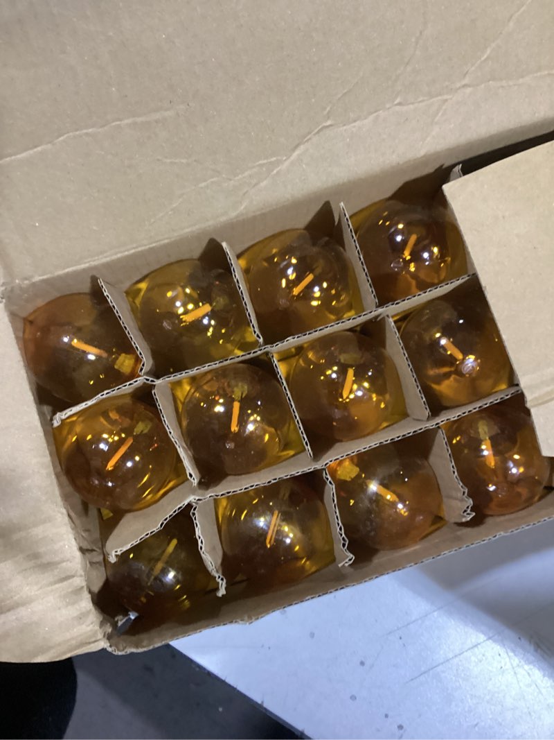 Condition photo showing Good Condition for G40 Orange LED Replacement Bulb 1W Decorative Light Bulbs Shatterproof Waterproof LED Outdoor String Lights Night Light E12/C7 Candelabra Base for Wedding Party Garden Yard,15 Pack(Orange)