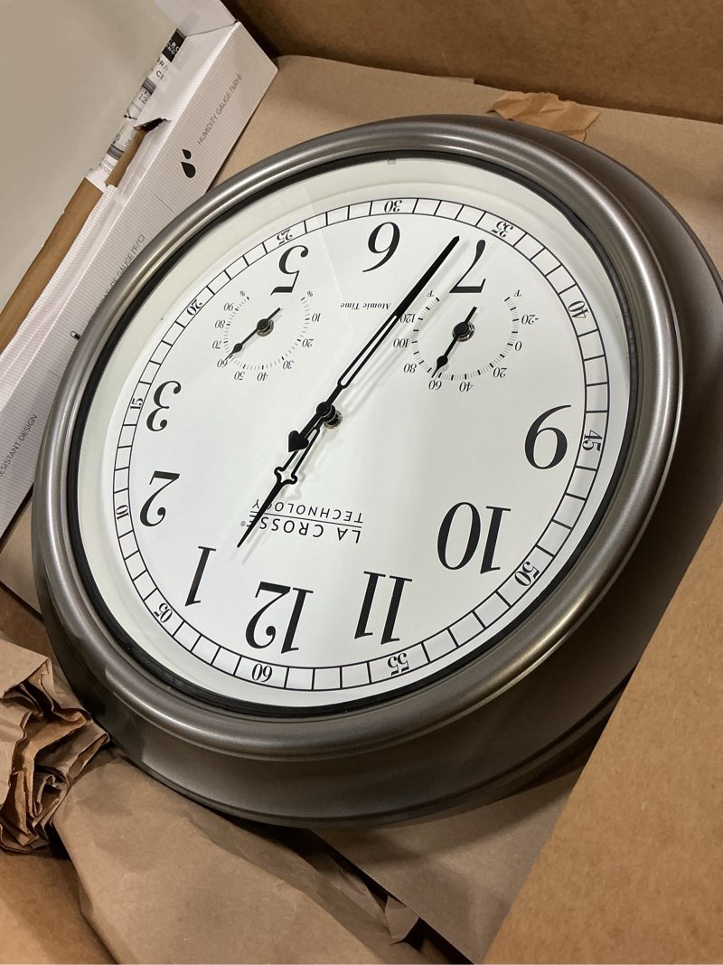 Condition photo showing Good Condition for la crosse technology wt-3181pl-q quartz time analog indoor/outdoor wall clock, 18"