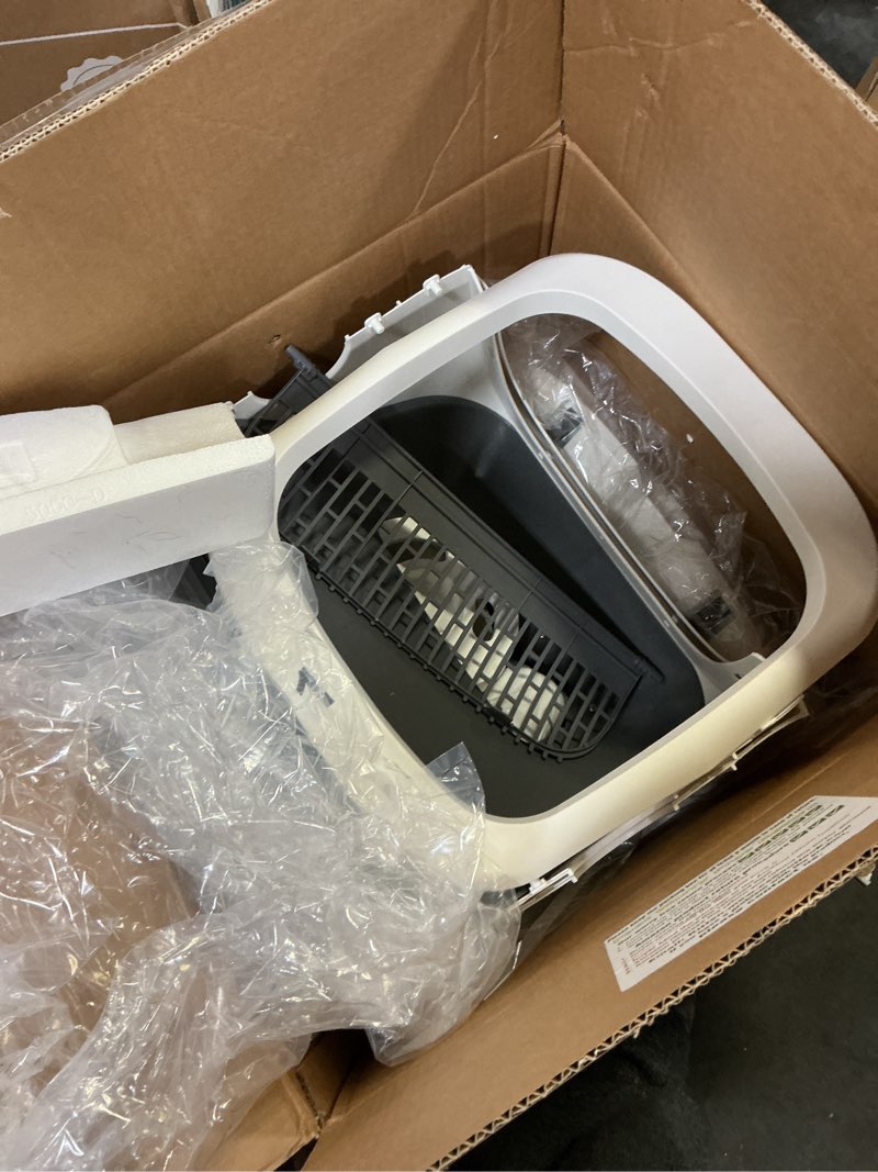 Condition photo showing As Is for automatic cat litter box self cleaning - app control and weight monitoring - ultra-quiet, suitable for medium cats and kittens, safe anti-pinch litter box (assembly required) - white