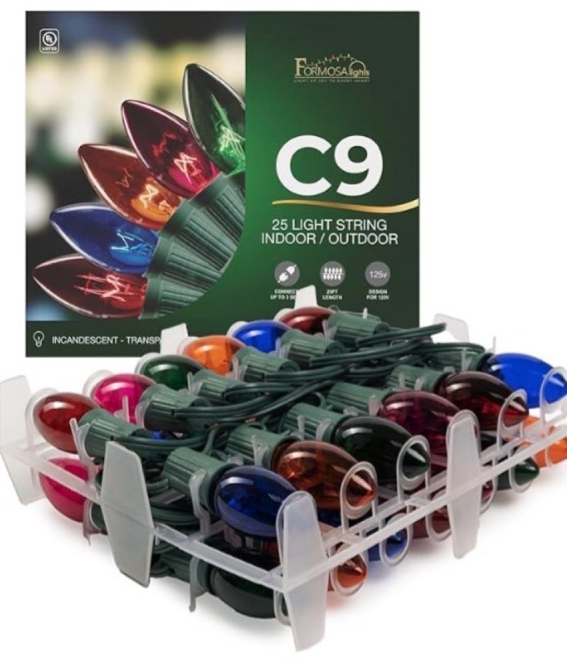 Minetom C9 Clear Christmas String Lights, 100FT 100 Bulbs Bright & Warm Outdoor Christmas Lights, Lo