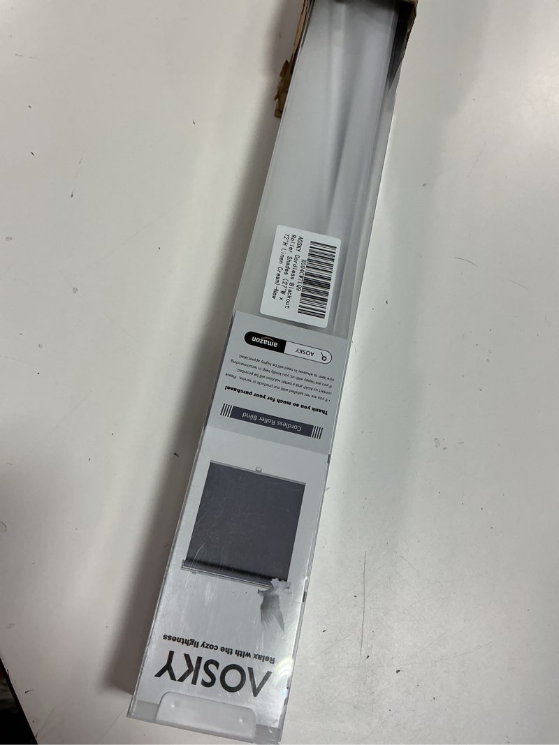 Condition photo showing Good Condition for Cordless Roller Shades Blackout Blinds for Windows Room Darkening Rolled Up Shades with Spring System, UV Protection Natural Linen Fabric Window Shades Door Blinds for Home?27" W x 72" H, Linen Cream
