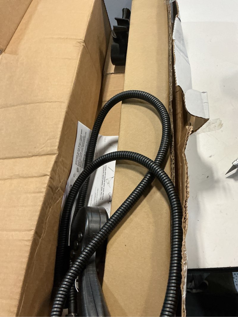 Condition photo showing As Is for delta faucet 9-spray slide bar hand held shower with hose, oil rubbed bronze handheld shower head, slide bar hand shower, handheld shower, detachable shower head, venetian bronze 51900-rb