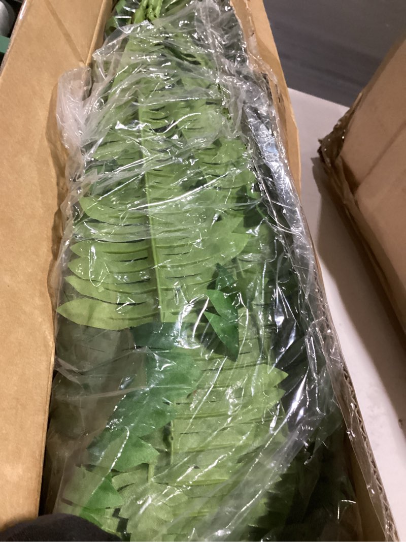 Condition photo showing Good Condition for cqure 45" fake ferns artificial plants large,set of 2 artificial boston ferns faux hanging fake plants for outdoors planter home garden decor,60 branches 45'' 60 leaves-2pcs