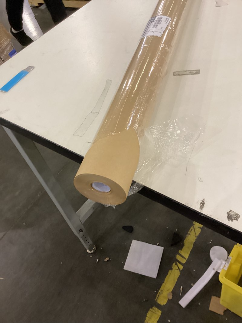 Condition photo showing As Is for PerkHomy 36" x 1,440" (120') Brown Kraft Paper Roll for Craft Bulletin Board Paper Art Table Covering Crafting Gift Wrapping Bouquet Packing Parcel 70GSM 50LB (Brown, 36" x 120') Brown 36" Width x 120' Length