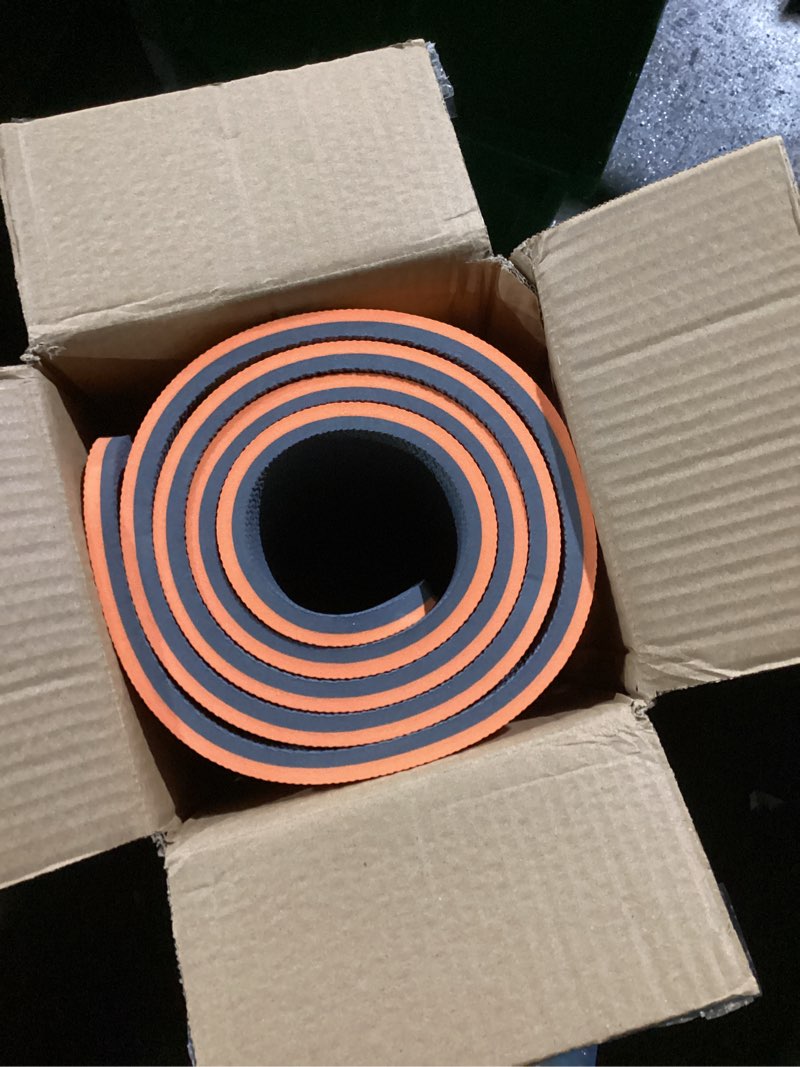 Condition photo showing Good Condition for Hatha Yoga Extra Thick TPE Yoga Mat - 72"x 32" Thickness 1/2 Inch -Eco Friendly SGS Certified - With High Density Anti-Tear Exercise Bolster For Home Gym Travel & Floor Outside Orange/Gray