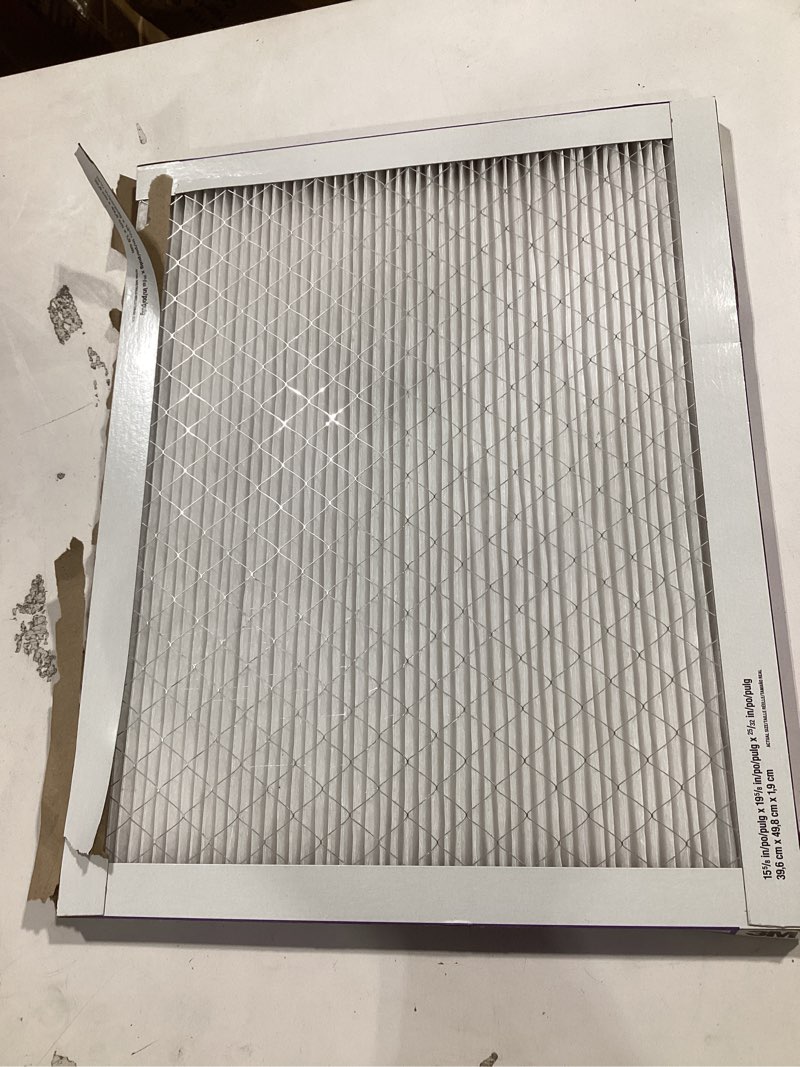 Condition photo showing As Is for filtrete 16 x 20 x 1 merv 12 1500 mpr allergen, bacteria and virus electrostatic pleated air filter