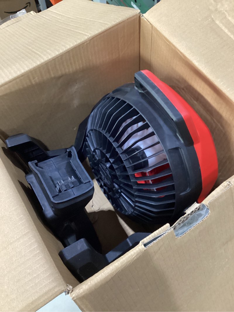 Condition photo showing Good Condition for battery powered fan compatible with milwaukee m18 18v battery with ac adapter (no battery) up to 650cfm, variable speed, low noise 30db, portable cordless fan for camping, jobsite red (compatible with milwaukee m18 battery)