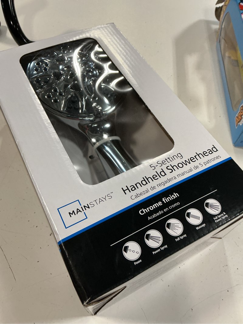 Condition photo showing New/Like New for mainstays 5-setting hand held shower head  chrome